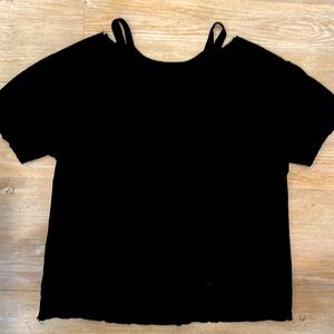 Anthropologie Classic Cut Out Tee by T. La; Black, Size XS; NWOT